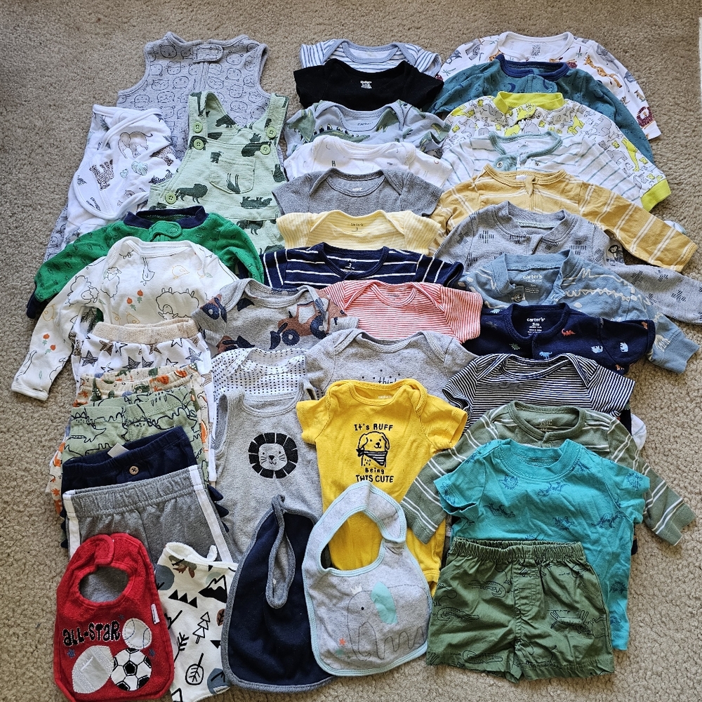 39pc baby boy clothing 3 6 month sleep sack bibs footies tops pants overalls